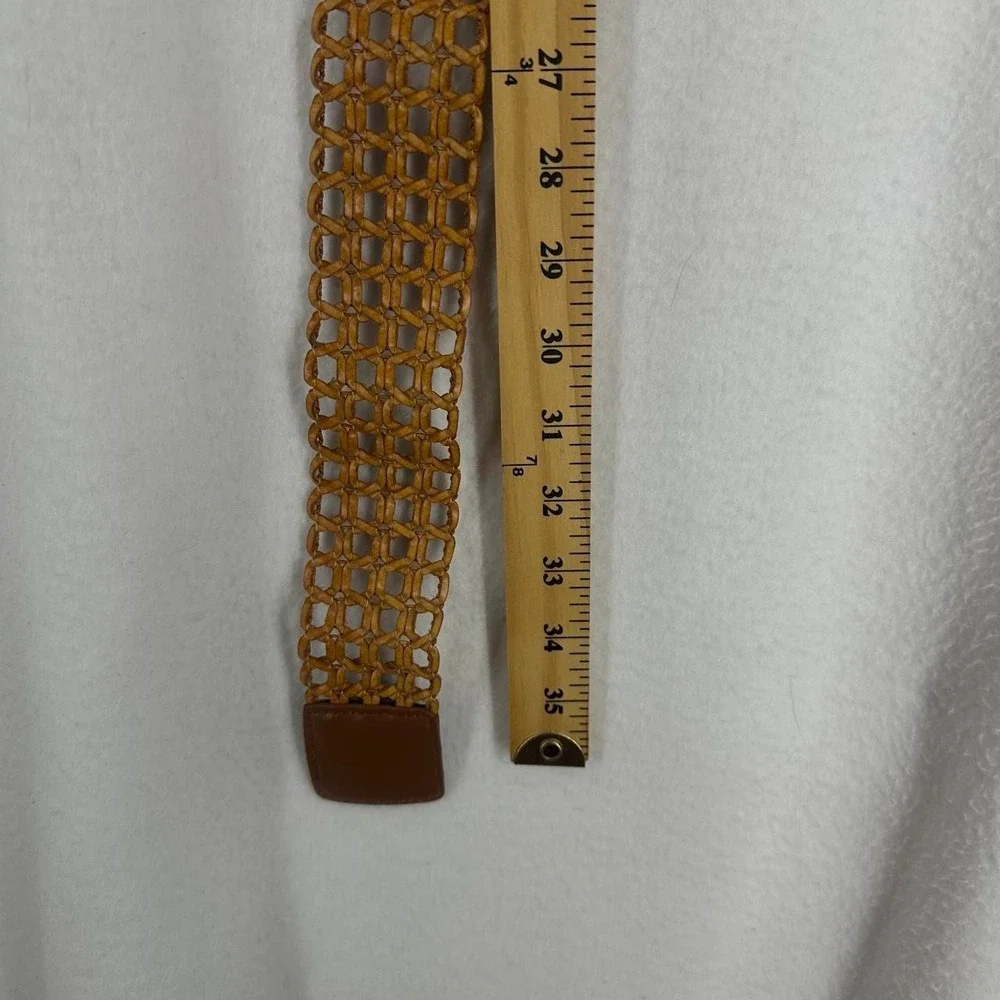 Brown Woven Stretch Waist Belt Faux Leather Buckle Boho Bohemian